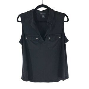 Grace The Perfect Fit Womens Top Sleeveless V Neck Pockets Black M